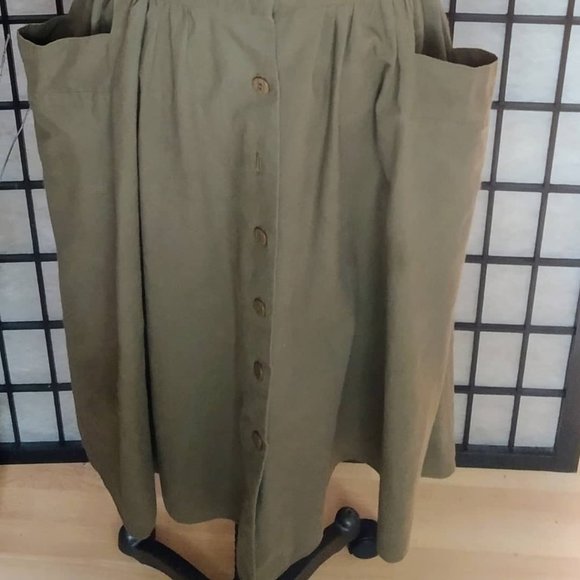 JAMIE Olive Green Button Down Dress w/Pockets Size Small - Picture 2 of 3